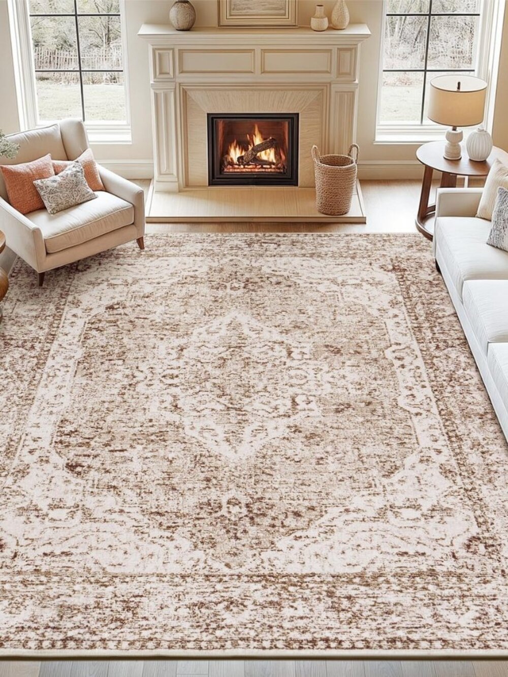8x10 Area Rugs for Living Room Bedroom Vintage Beige Brown